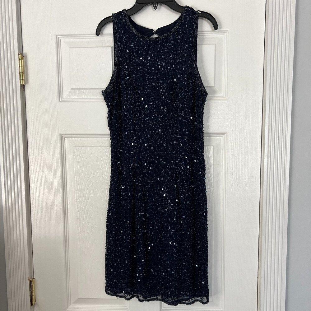 Vintage Roberta silk beaded cocktail dress Size M